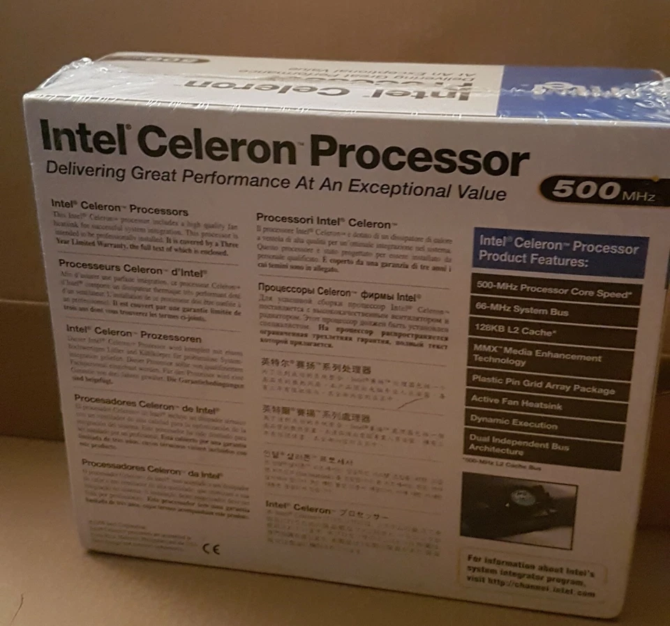 INTEL CELERON 500Mhz BX80524P500128SL3LQ CPU w/Heatsink Fan Soc370/MMX, Retail - Image 4 of 4