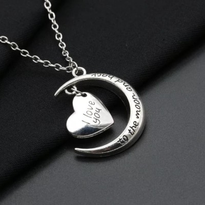Mom I Love U To The Moon Back Necklace 925 Christmas Love Holiday Gifts Mother