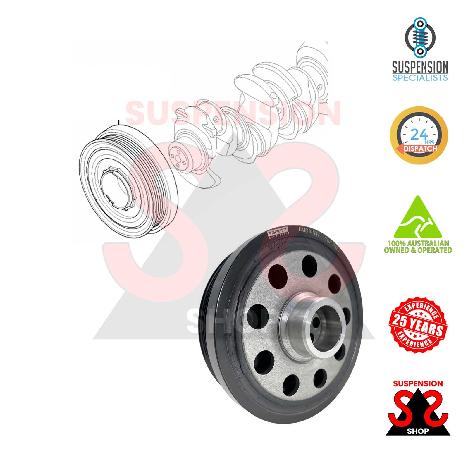 Crankshaft Pulley, Harmonic Balancer Suit BMW 5 Series 520 d 11237797995