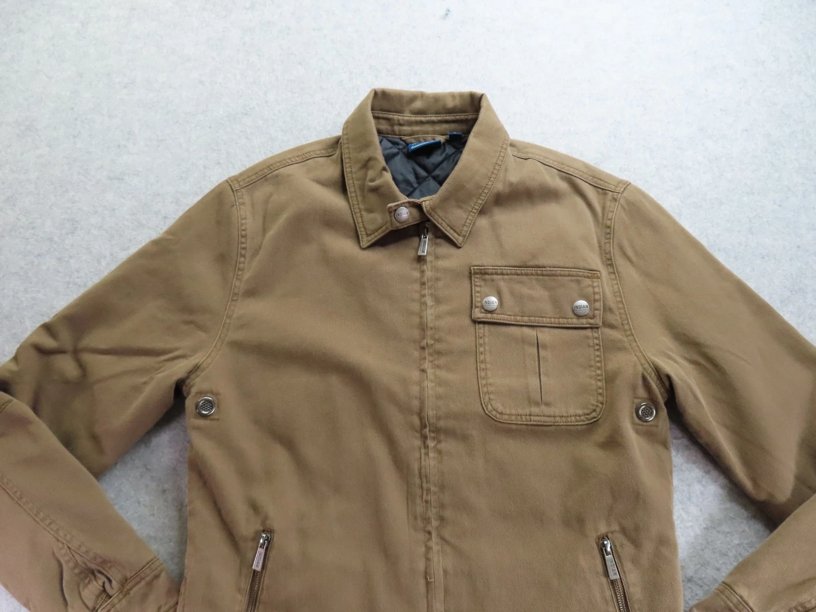 Indian Motorcycle Burt 2 Jacket Mens Small Brown Canvas Quilted Full Zip Riding image 4