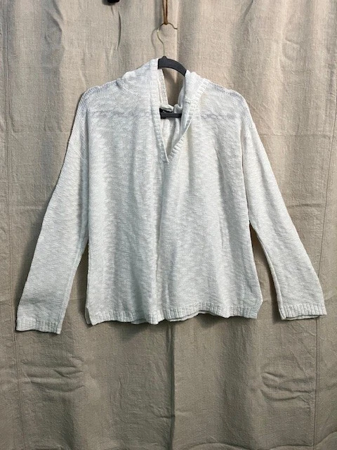 Gap White Lightweight Open Weave Pullover Hoodie Sweater Spring Summer XL EUC