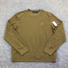 Nautica Sweater Mens Medium Brown Crewneck Tight Knit Pullover New Tags
