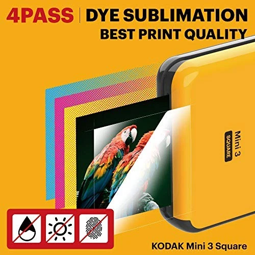 Impresora KODAK totalmente nueva Mini 3 cuadrada Bluetooth 4PASS P300GGY - amarilla Foto 2 de 4