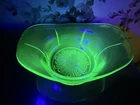 Vintage Vaseline Depression Uranium Glass Candy Dish GLOWS