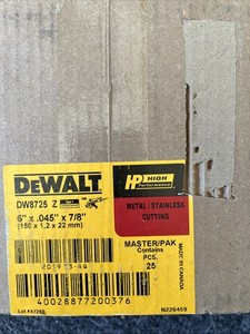 DEWALT DW 8725 Metal Cutting Wheel 6"X.045"X7/8" Thin 25 Pack For Stainless