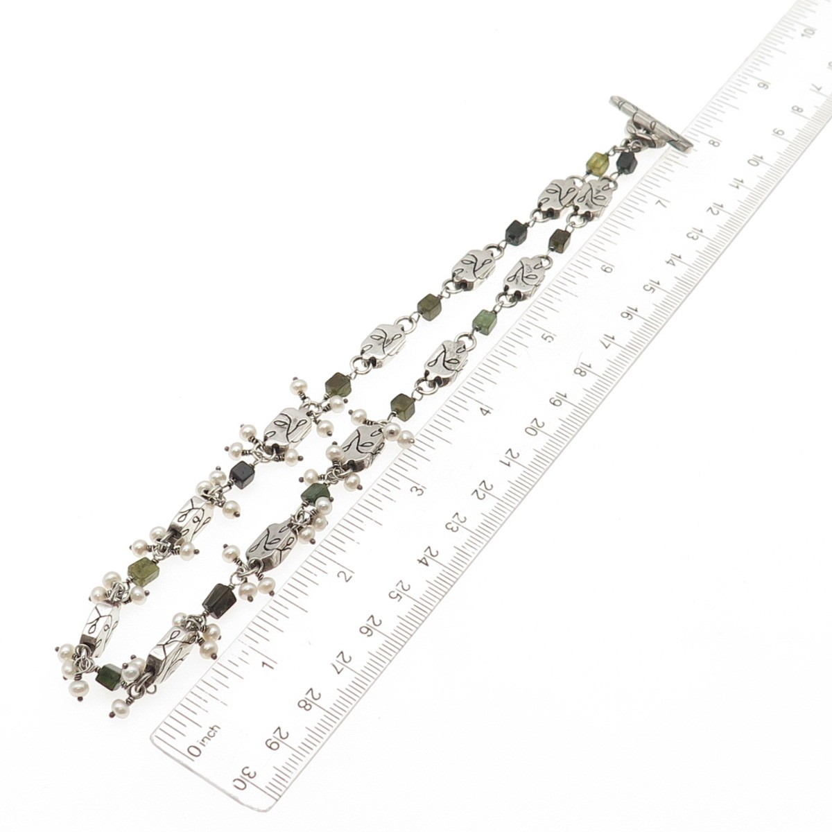 LISA JENKS Sterling Silver Vintage Real Pearl Chain Necklace 16