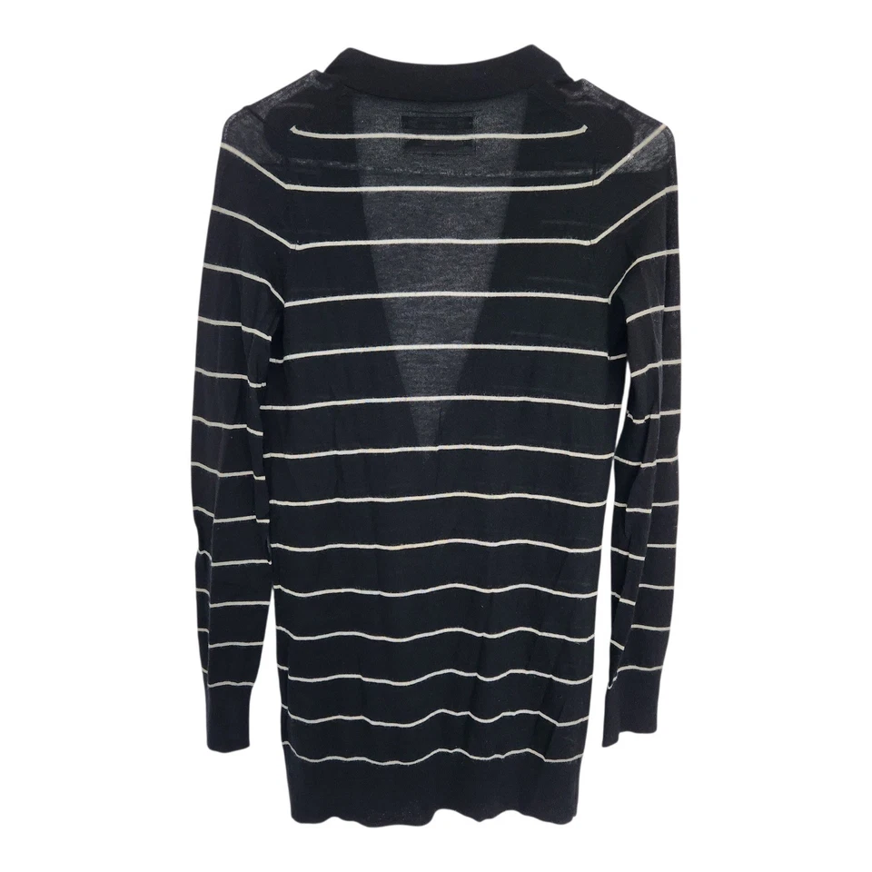 Cárdigan Club Monaco Pequeño S 100% Cachemira Negro Blanco Rayas Manga Larga Foto 2 de 4