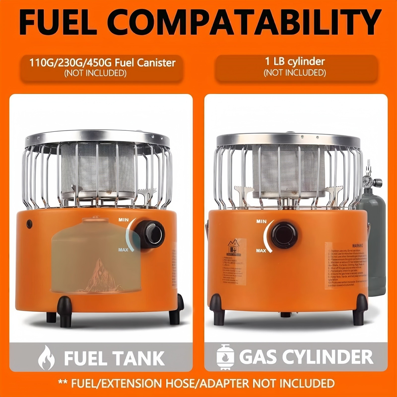 2 in 1 Portable Propane Heater Gas Stove for Camping Backpacking Cooking Tent US