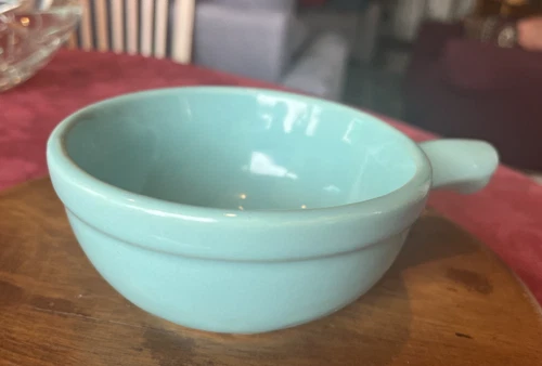 Vintage Heinz McCoy Pottery Handled Soup Chili Bean Bowl (1) Turquoise