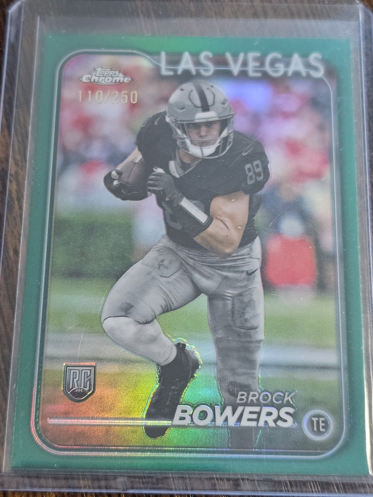 2024 TOPPS CHROME BROCK BOWERS RC TEAL REFRACTOR #D 110/250 SP RAIDERS #207