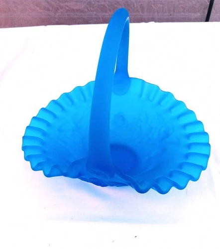 Westmoreland Doric Blue Mist Satin Basket with Ruffled Edge