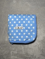 Baby Be Mine Blue Blanket White Polka Dot Circle Nursing Swaddle Reversible 2PLY