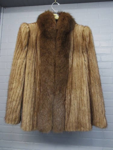 Vintage Genuine Corded Mink Fur Soft Pristine Brown Jacket Great Condition! SZ M