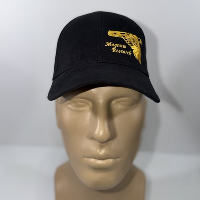 #ad #ad Magnum Research Black Adjustable Baseball Cap Gold Eagle Logo Firearms Hat $14.96
