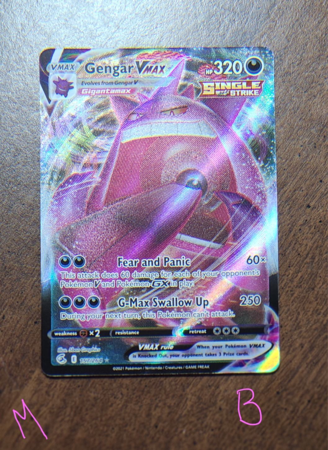 Gengar VMAX 2021 Sword & Shield: Fusion Strike #157/264 Holo