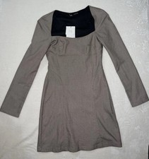 Zara Pleated Mini Dress with Square Neckline Long Sleeves Size Small NWT