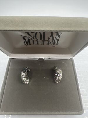 Vintage Nolan Miller Manhattan Penthouse schwarz & klare Strass Ohrringe