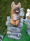 Alsatian/German Shepherd welcome stone concrete garden ornament