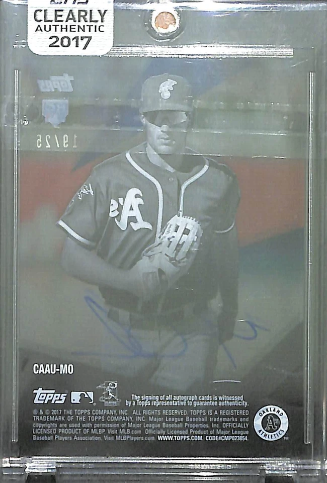 2017 Topps Clearly Authentic Blue Autograph #CAAU-MO Matt Olson No 19 of 25 - Image 2 of 2