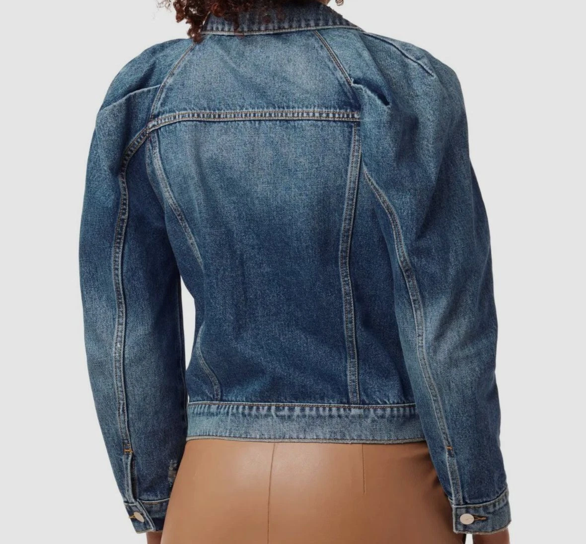 Pleat sleeve cheap trucker jacket