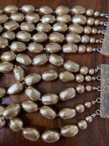 Vintage Carol Lee Cocktail Necklace Chunky Statement Gold Beads Collar Choker - Picture 5 of 6