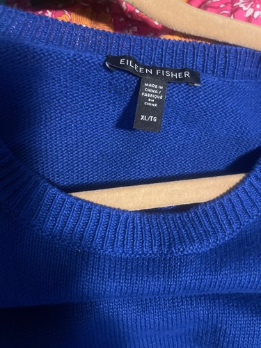 eileen fisher blue sweater Linen Cotton Blend Size XL - Foto 2 di 3