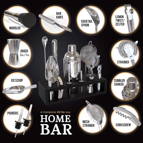 Highball & Chaser 13-Piece Cobbler Cocktail Shaker Set Stainless Steel Mixolo... - Picture 3 of 7