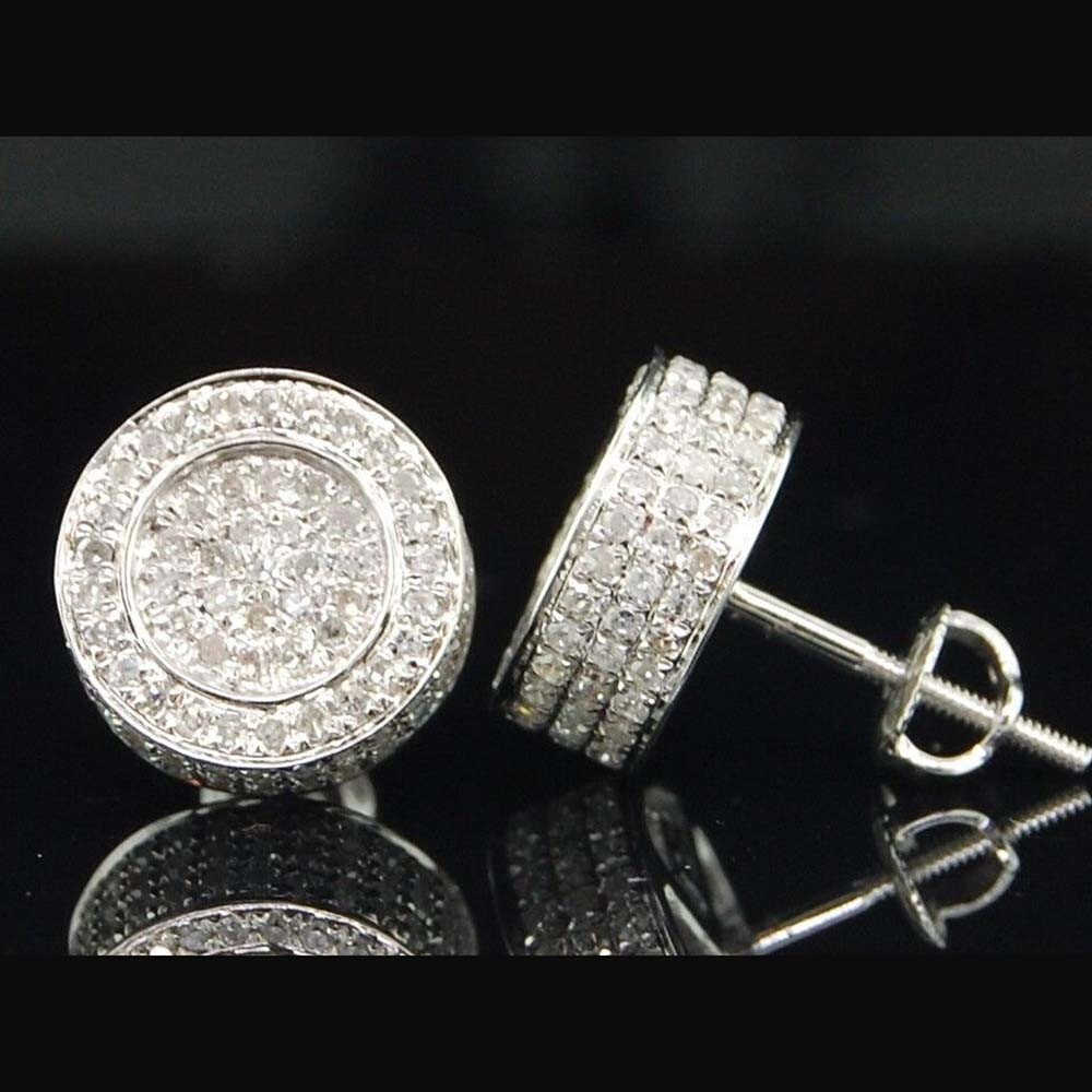 1.20 Ct Brilliant Moissanite 14K White Gold Cube Stud Earrings