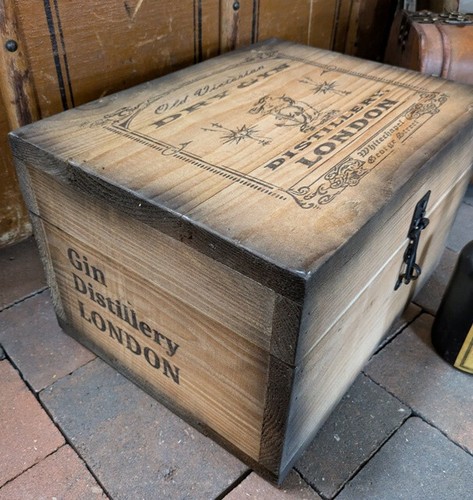 HOLZKISTE OLD VICTORIAN GIN BARKISTE für FLASCHEN GLÄSER GESCHENKBOX REISEBAR - Bild 3 von 3