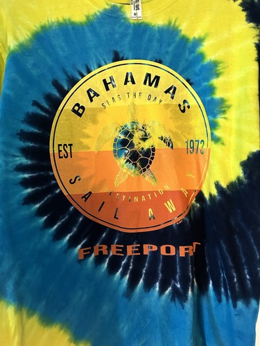 Tie Dye Short Sleeve Vibrant T-Shirt Bahamas Freeport Logo Mens M,Beautiful - Picture 2 of 9