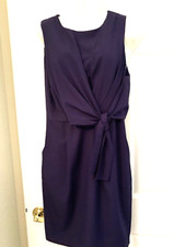 Lulus Dress Tie Front Size Large Wedding Guest Formal Navy Blue-NWTS