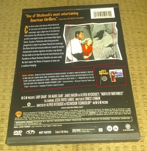 NORTH BY NORTHWEST - WARNER HOME VIDEO/TURNER ENTERTAINMENT DVD (2000) - Picture 2 of 3