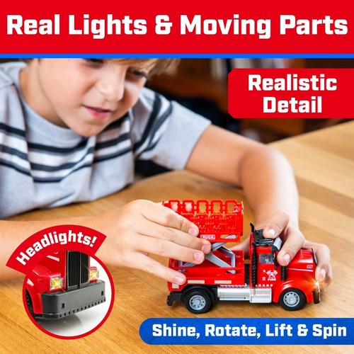 NEW Force1 Mini RC Firefighter Truck Spray Engine + Lift Boom Rescue Truck - Picture 12 of 13