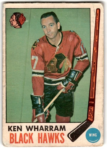 1969-70 O-Pee-Chee Ken Wharram #74 CREASED Chicago Blackhawks