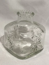 Vintage Clear Glass Ink Bottle Stars Pattern On Sides Ink Well