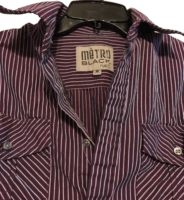 Camisa Hombre Rayas Talla S Metro Negra Rue 21 Envíos N 24h Foto 2 de 4