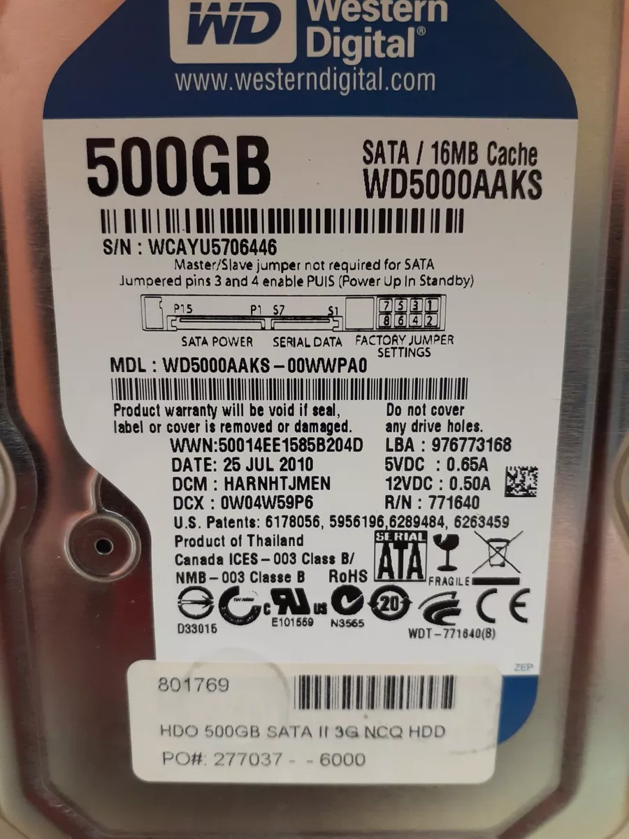 Western Digital Blue WD5000AAKS-00WWPA0 500GB 7200 RPM SATA 3.5&
