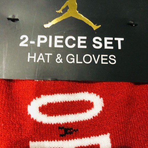 Brand New Jordan Air Patch Youth 2 Piece Beanie & gloves Set L/XL Red & Black - Picture 4 of 5
