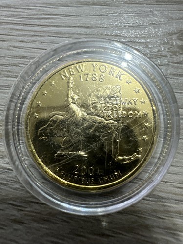 2001 New York Quarter BABE RUTH -24kt Gold Baseball Legends Uncirculated - Picture 3 of 4