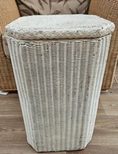 Vintage White Lloyd Loom Laundry Basket 