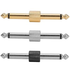 3 Pack Pedal Coupler 6.35mm 1/4 Coupler Plug Adapter Straight Connector