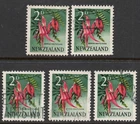 NEW ZEALAND 1960PICTORIALS " 2d  KAKA BEAK " STAMPS X (5)  VFU.