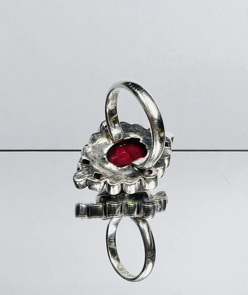 Estate Faceted Natural Ruby & Multi Gemstone Sterling Silver Ring Sz 7 Signed - Image 2 of 4