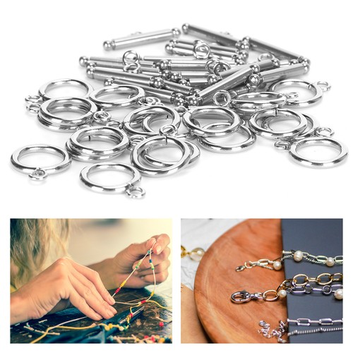 Set 20 chiusure a levetta per bracciale in acciaio inox OT fibbia collana ricambi HAO - Foto 2 di 23