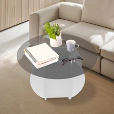 Grey Tempered Glass Coffee Table Round Coffee Table Glass Tabletop Coffee Table