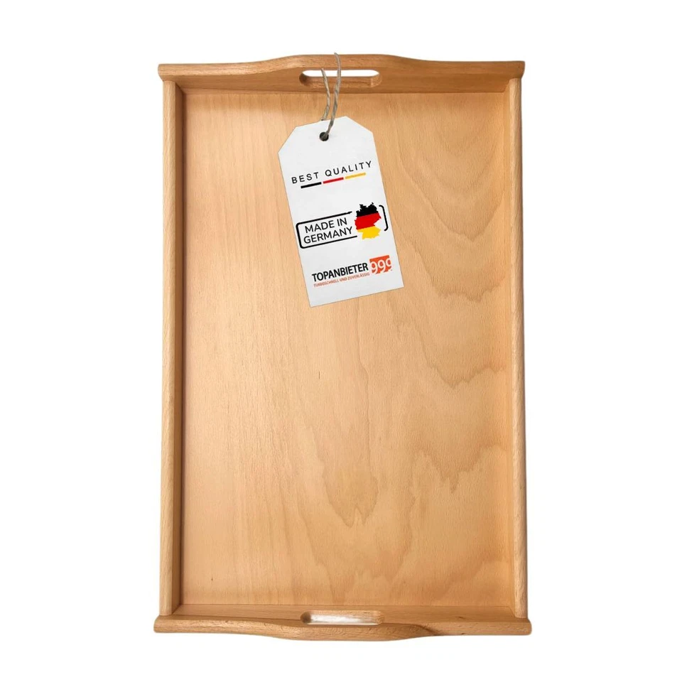 Holztablett Buche 60x39 cm – Großes Serviertablett mit Griffen, Made in Germany