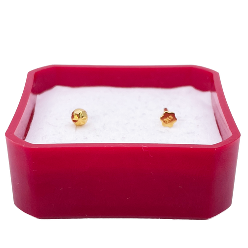 Oro amarillo de 22 quilates con diseño de flor con corte de diamante y pasador de nariz única de 2,7 mm de ancho - Imagen 5 de 9