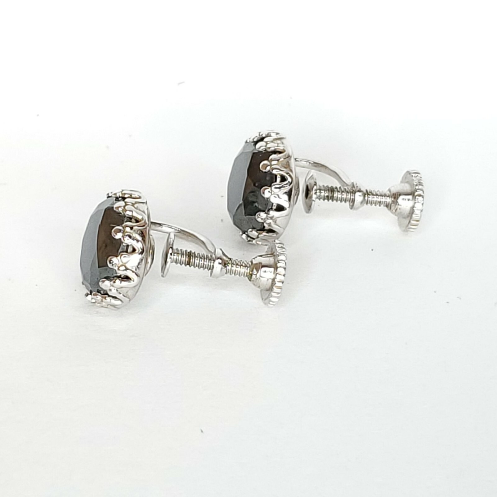 Vintage Marcasite Silverstone Screw Back Earrings… - image 3