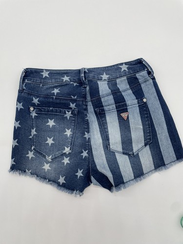 Guess Women's American Flag Blue Jean Shorts Stars and Stripes Size 26 Cut-off - 第 5/5 張圖片