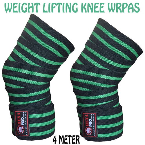 Weight Lifting wrist wraps and KNEE WRAP BodyBuilding Gym Training Support Leg - Picture 3 of 3